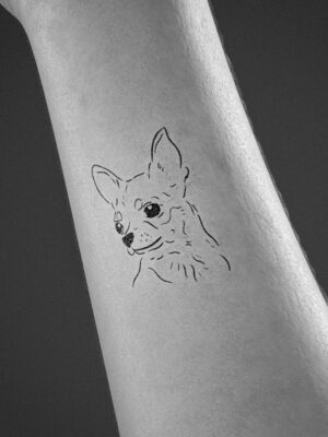 simple chihuahua tattoo line design