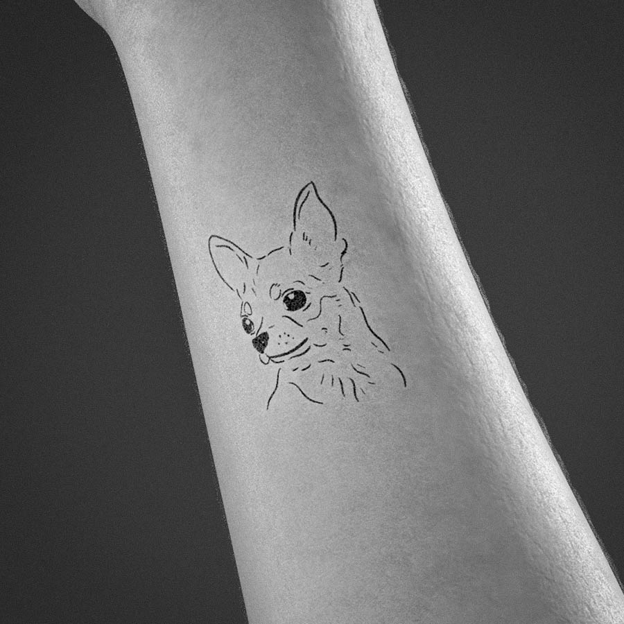 Chihuahua Line Tattoo Design