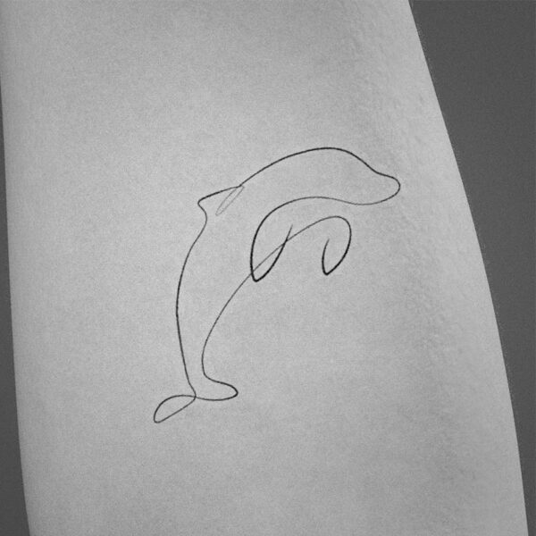 simple dolphin line tattoo design