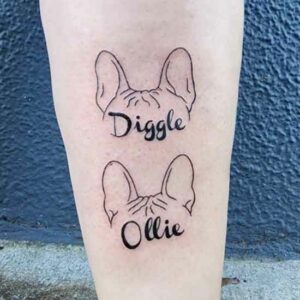Simple Dog Ear Outline Tattoo Designs in Many Styles | Inku Paw