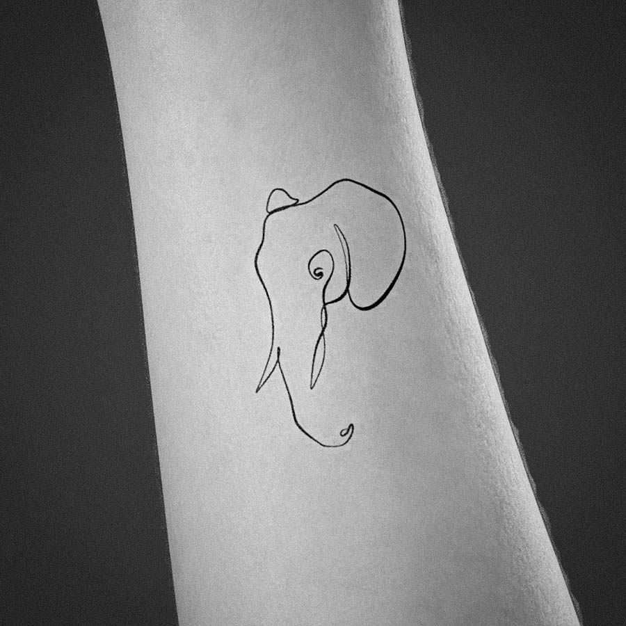 Abstract Elephant Outline Tattoo Design