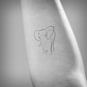 tiny elephant tattoo in one line