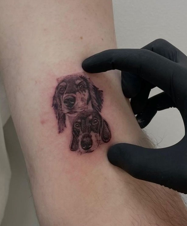 twin dachshund pet tattoos