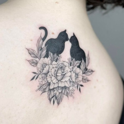 Flowers and cat floral tattoo paw tattoo minimalist tattoo  Minimalist  tattoo Small tattoos Paw tattoo