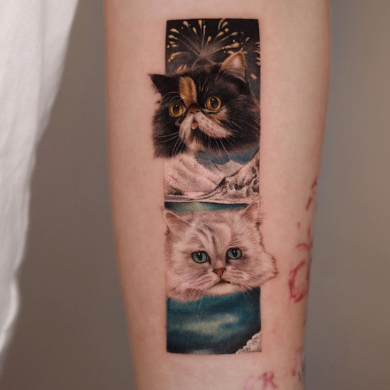 100 Examples of Cute Cat Tattoo  Art and Design  Cat tattoo designs  Watercolor cat tattoo Cute cat tattoo